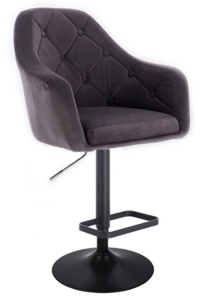 LuxuryForm Barová stolička ANDORA VELUR na čiernom tanieri - šedá