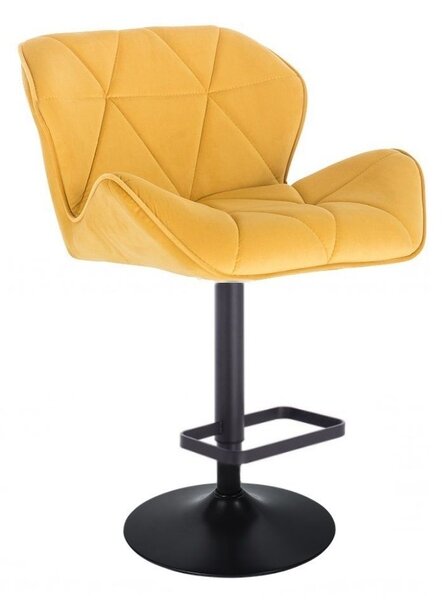 LuxuryForm Barová stolička MILANO VELUR na čiernom tanieri - žltá