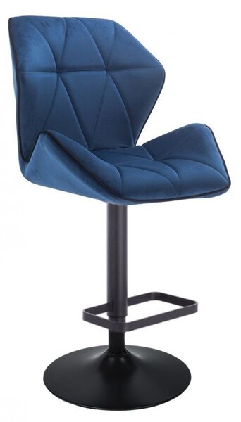 LuxuryForm Barová stolička MILANO MAX VELUR na čiernom tanieri - modrá