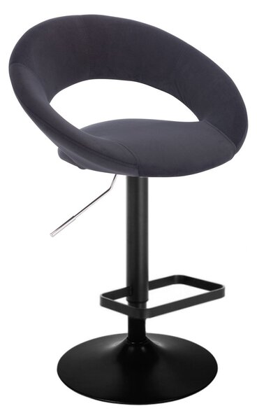 Barová stolička NAPOLI VELUR na čiernom tanieri - čierna