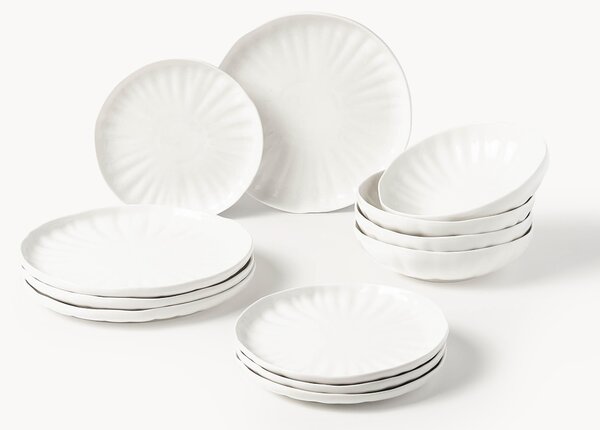 Porcelánová súprava riadu's embosovaným vzorom Sali, 4 osoby, 12 ks