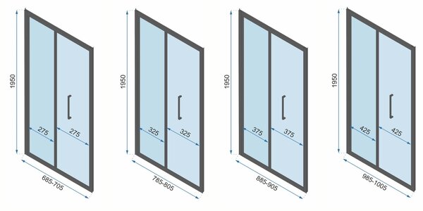3-stenný obdĺžnikový sprchový kút REA RAPID FOLD 90/dvere x 80/zástena cm, čierny/transparent - bez vaničky