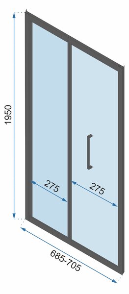 3-stenný obdĺžnikový sprchový kút REA RAPID FOLD 90/dvere x 80/zástena cm, čierny/transparent - bez vaničky