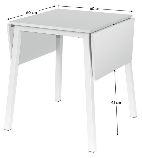 KONDELA Jedálenský stôl, MDF fóliovaná/kov, biela, 60-120x60 cm, MAURO