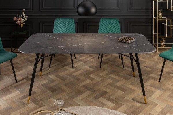Invicta Interior - Dizajnový jedálenský stôl PARIS 180 cm sklo, mramorový vzhľad, antracit