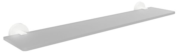 Sapho X-ROUND WHITE sklenená polička, 600 mm, biela