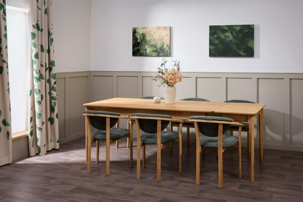 Dubový set Aura Elegant 180 – Alexis zelená látka - 4 stoličky