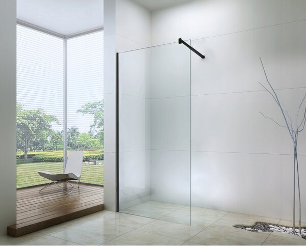 MAXMAX Kúpeľňová pevná zástena WALK-IN 60 cm - čierna - číre sklo