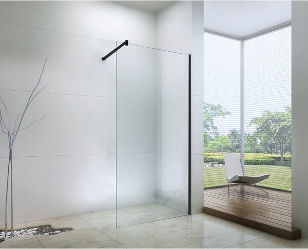 MAXMAX Kúpeľňová pevná zástena WALK-IN 60 cm - čierna - číre sklo