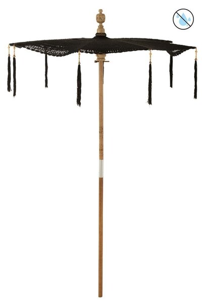 Čierny slnečník s drevenou tyčou Lorie Wood - ∅ 200*260 cm - J-Line by Jolipa