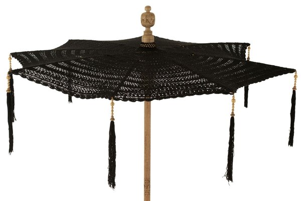 Čierny slnečník s drevenou tyčou Lorie Wood - ∅ 200*260 cm - J-Line by Jolipa