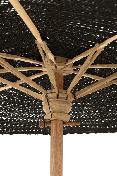 Čierny slnečník s drevenou tyčou Lorie Wood - ∅ 200*260 cm - J-Line by Jolipa
