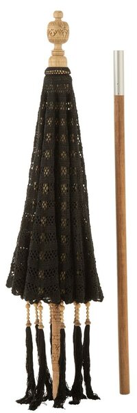 Čierny slnečník s drevenou tyčou Lorie Wood - ∅ 200*260 cm - J-Line by Jolipa