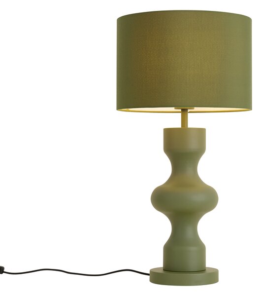 Retro stolná lampa zelená s látkovým tienidlom - Captain