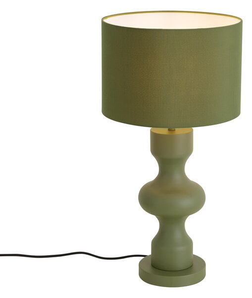 Retro stolná lampa zelená s látkovým tienidlom - Captain