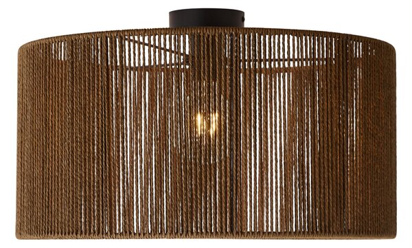 Stropná lampa čierna s hnedým tienidlom z papierového lana 50/50/25 - Combi