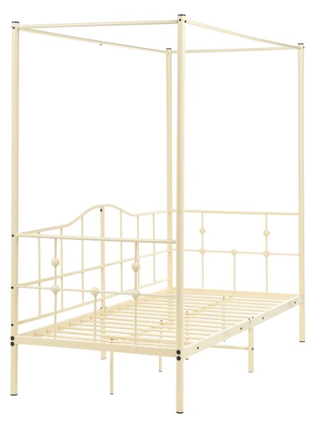 Posteľ s baldachýnom béžová kovová 90 x 200 cm moderný romantický štýl spálňa detská izba