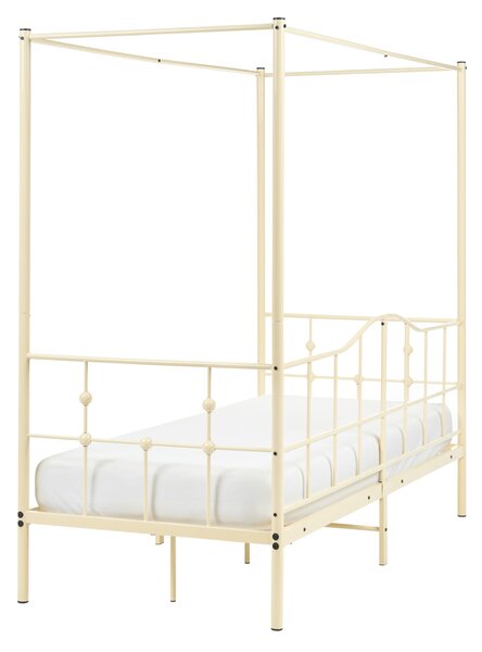 Posteľ s baldachýnom béžová kovová 90 x 200 cm moderný romantický štýl spálňa detská izba