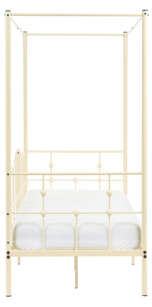Posteľ s baldachýnom béžová kovová 90 x 200 cm moderný romantický štýl spálňa detská izba