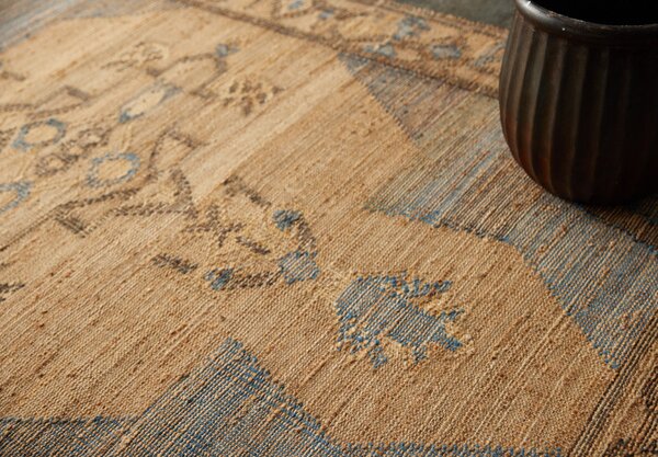 Diamond Carpets India , Ručne viazaný kusový koberec Agra Mahal DE 2284 Multi Colour, 80x150, béžová, modrá, chodba / predsieň