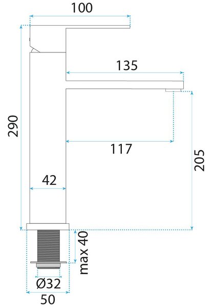 Rea Arcos, vysoká umývadlová batéria h-290, zlatá matná, REA-B6972