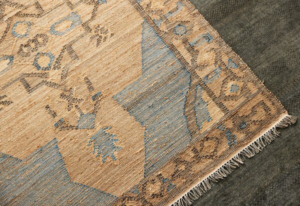 Diamond Carpets India , Ručne viazaný kusový koberec Agra Mahal DE 2284 Multi Colour, 80x150, béžová, modrá, chodba / predsieň