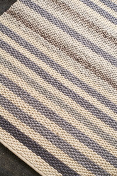 Diamond Carpets India , Ručne viazaný kusový koberec MCK Strop DE 2263 Pastel Brown Mix, 80x150, čiernobiela, obývacia izba