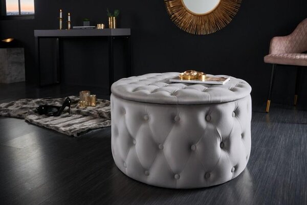 Invicta Interior - Elegantná taburetka MODERN BAROQUE 75 cm zamat, šedá
