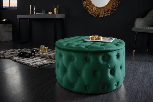 Invicta Interior - Elegantná taburetka MODERN BAROQUE 75 cm zamat, smaragdovo zelená