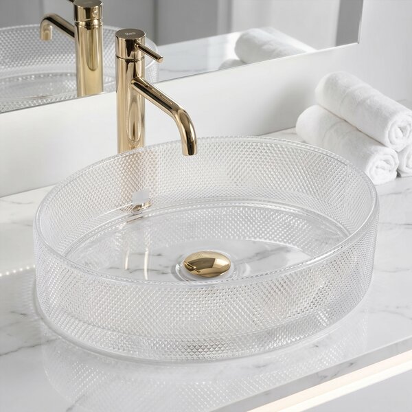 Rea Mirella Transparent, sklenené umývadlo na dosku 495x380x125 mm, číra, REA-U3525