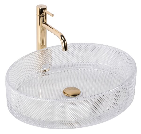 Rea Mirella Transparent, sklenené umývadlo na dosku 495x380x125 mm, číra, REA-U3525