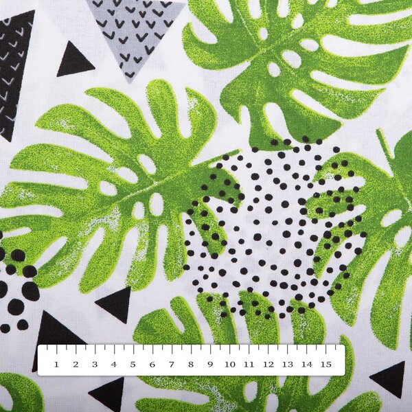 Biante Bavlnený oválny obrus Sandra SA-175 Zelené listy Monstera 100x140 cm