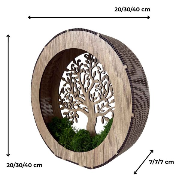 Drevené svetlo na nočný stolík Strom života s machom | ZOI: HDF - Orech 20 cm 4788-115195 LED0611