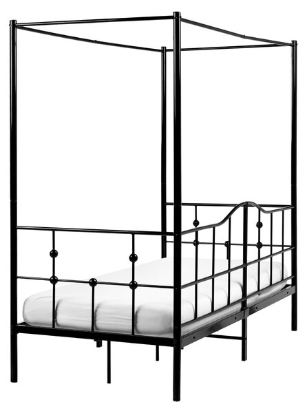 Posteľ s baldachýnom čierna kovová 90 x 200 cm moderný romantický štýl spálňa detská izba