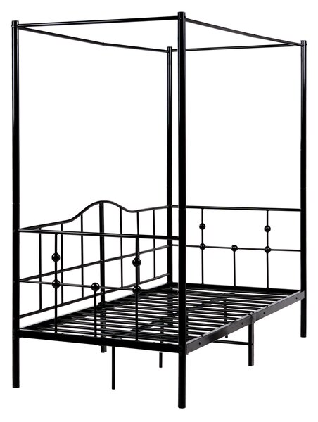 Posteľ s baldachýnom čierna kovová 90 x 200 cm moderný romantický štýl spálňa detská izba