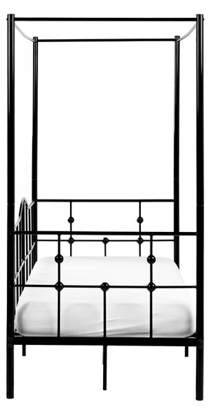 Posteľ s baldachýnom čierna kovová 90 x 200 cm moderný romantický štýl spálňa detská izba