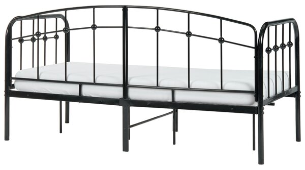Posteľ čierna kovová 90 x 200 cm posteľný rám s roštom moderný industriálny štýl spálňa detská izba