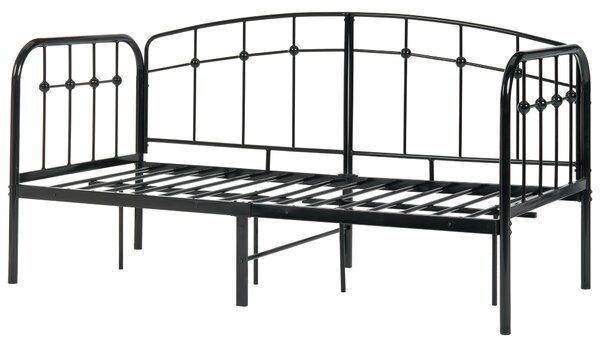 Posteľ čierna kovová 90 x 200 cm posteľný rám s roštom moderný industriálny štýl spálňa detská izba