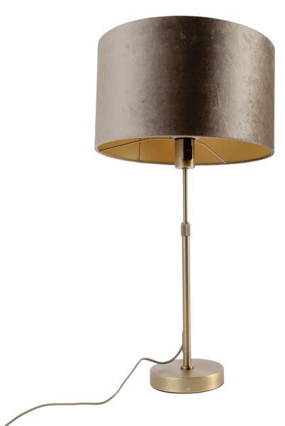 Stolná lampa bronzová so zamatovým tienidlom hnedá 35cm - Parte
