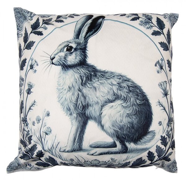 Béžová obliečka na vankúš s králikom a venčekom - 45*45cm - Clayre & Eef