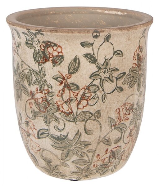Béžový keramický obal na kvetináč s kvetmi Margaus M - Ø 15*15 cm - Clayre & Eef