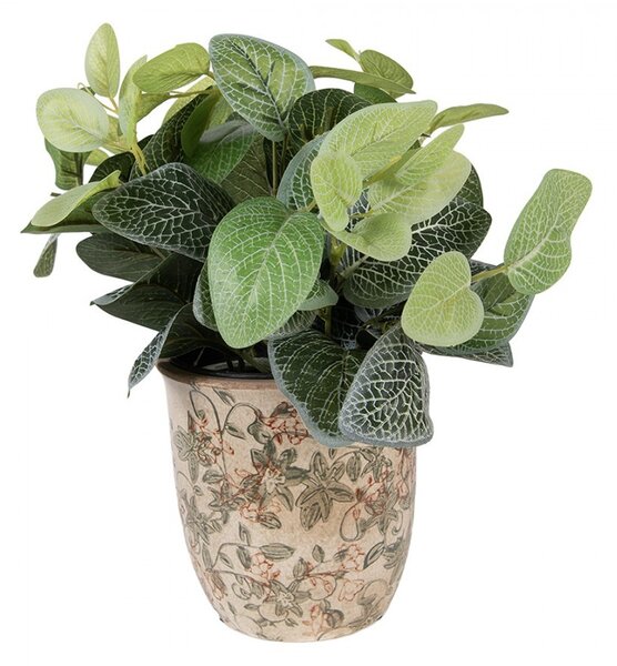 Béžový keramický obal na kvetináč s kvetmi Margaus M - Ø 15*15 cm - Clayre & Eef