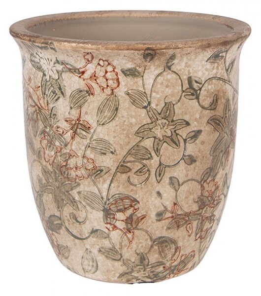 Béžový keramický obal na kvetináč s kvetmi Margaus S - Ø 13*13 cm - Clayre & Eef