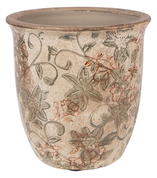Béžový keramický obal na kvetináč s kvetmi Margaus S - Ø 13*13 cm - Clayre & Eef