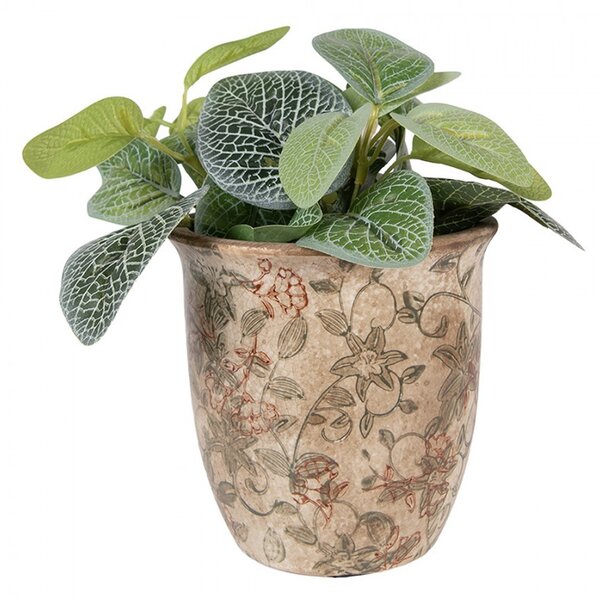 Béžový keramický obal na kvetináč s kvetmi Margaus S - Ø 13*13 cm - Clayre & Eef