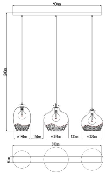 Globo 15898-3H - Luster na lanku JESSICA 3xE27/60W/230V