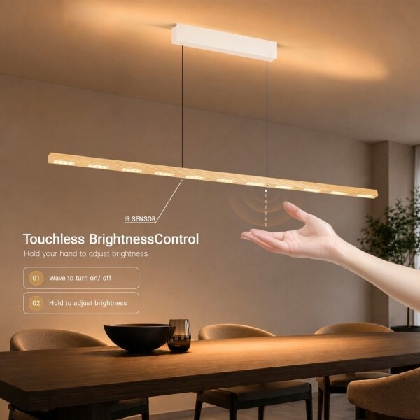 Immax NEO 07310L-LED stmievateľný luster na lanku so senzorom MADEIRA 37W/230V 157 cm jaseň