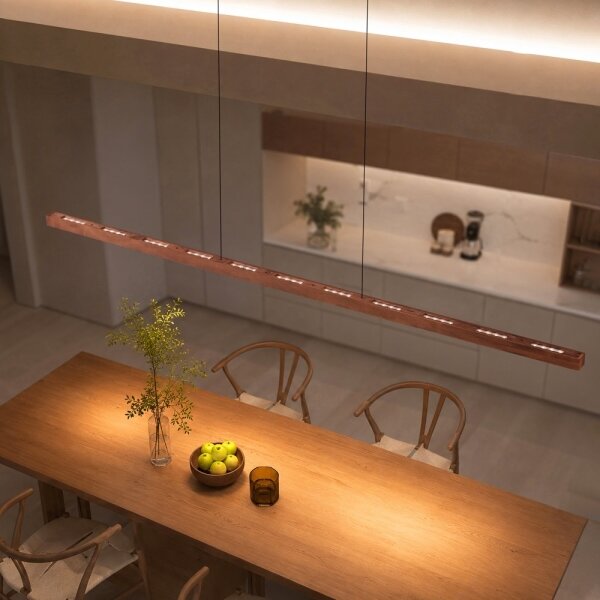Immax NEO 07309L-LED stmievateľný luster na lanku so senzorom MADEIRA 37W/230V 157 cm orech