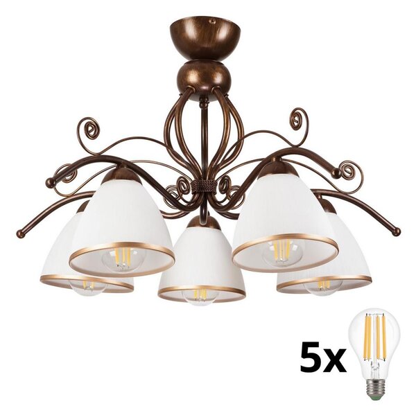 Brilagi - LED Prisadený luster ANTICO 5xE27/60W/230V bronz patina