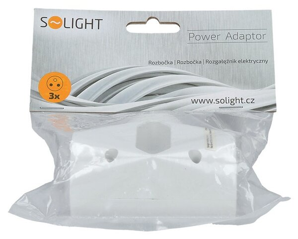 SOLIGHT Zásuvka rozbočovacia P90 IP20/230V/2x10A + 1x2,5A, biela